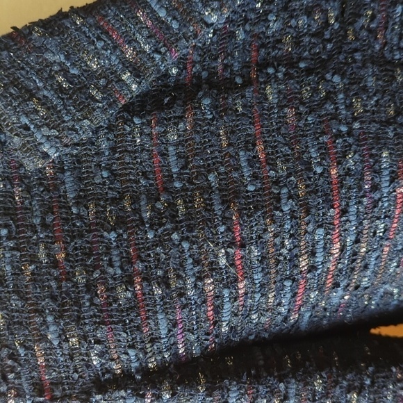 Lafayette 148 Blue Nubby Metallic thread Chic Tweed career Blazer Jacket sz 8 - Picture 2 of 10